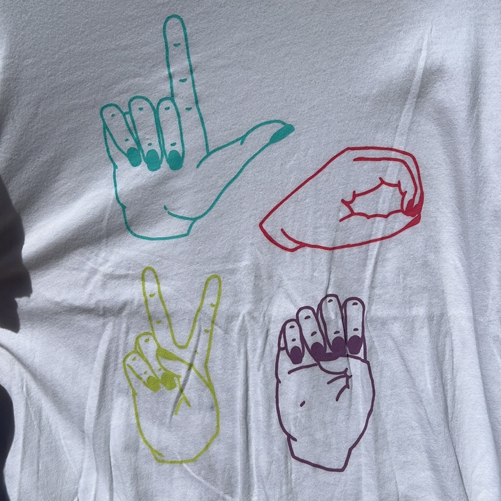 WILDFOX Love signs keke graphic tee shirt white size M - Picture 2 of 9